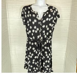 J. Jill‎ XL black white floral babydoll  midi dress whimsygoth cottage coquette